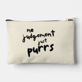 'No Judgement, Just Purrs' 黒タイポグラフィペット アクセサリーポーチ (裏面)