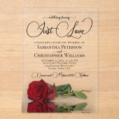 No Just ファンシー Love Mirrored Red Rose's 結婚 アクリル招待状 (正面)