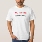 No Justice No Peace - Black Lives Mater Peace Tシャツ (正面)