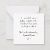 No Kids at the Wedding Message Enclosure Cards ノートカード (正面)