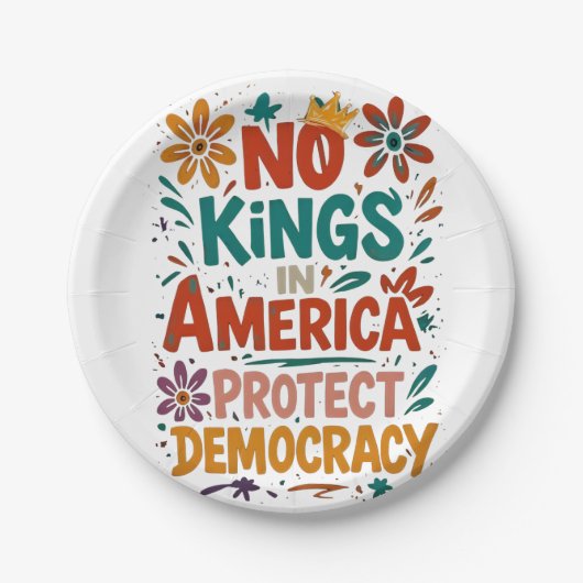 No King In America American Democracy ペーパープレート (正面)