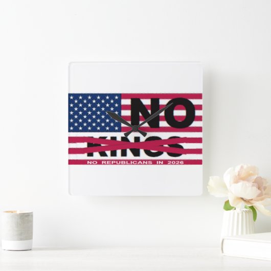 NO KINGS スクエア壁時計 (ホーム)