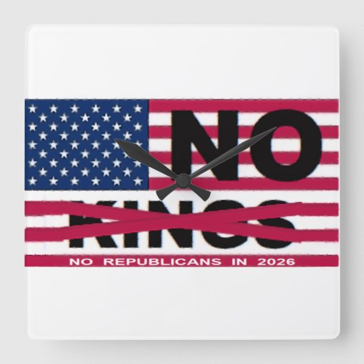 NO KINGS スクエア壁時計 (正面)