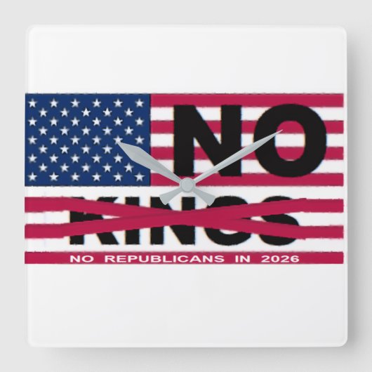 "NO kings" 壁掛け時計 スクエア壁時計 (正面)