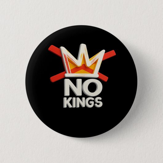 No Kings Anti Minimal Clean Design 缶バッジ (正面)