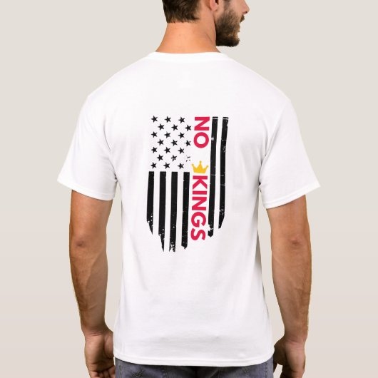 No Kings – Bold Minimalist Typography Crown Design Tシャツ (裏面)
