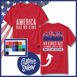 No Kings Dayデモのカスタマイズ可能な都市と州 Tシャツ