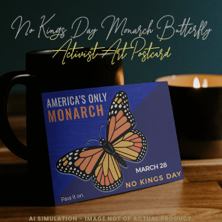 No Kings Day Monarch Butterfly Activist Art ポストカード