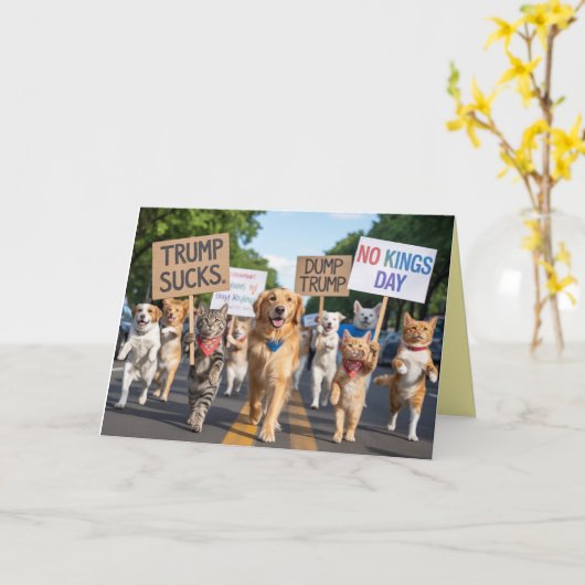 No Kings Day Pet Protest Card カード (黄色い花)