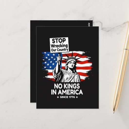 No Kings Day – Stop Wrecking Our Country Protest ポストカード (正面/裏面インサイチュ)