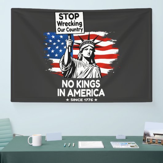 No Kings Day – Stop Wrecking Our Country Protest 横断幕 (トレードショー)