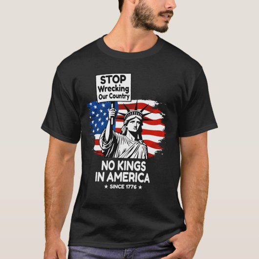 No Kings Day – Stop Wrecking Our Country Protest Tシャツ (正面)