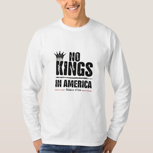 No Kings in Americaアンチトランプ米国愛国者 Tシャツ (正面)