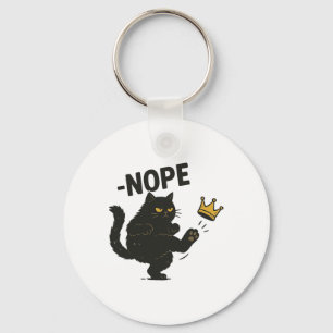 No Kings In America黒猫おもしろい政治ミーム キーホルダー