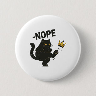 No Kings In America黒猫おもしろい政治ミーム 缶バッジ