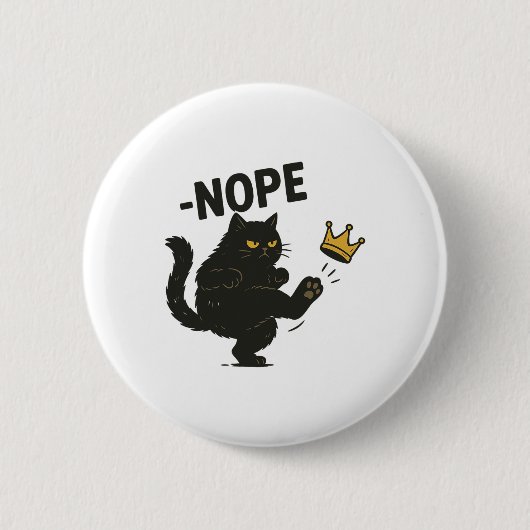 No Kings In America黒猫おもしろい政治ミーム 缶バッジ (正面)