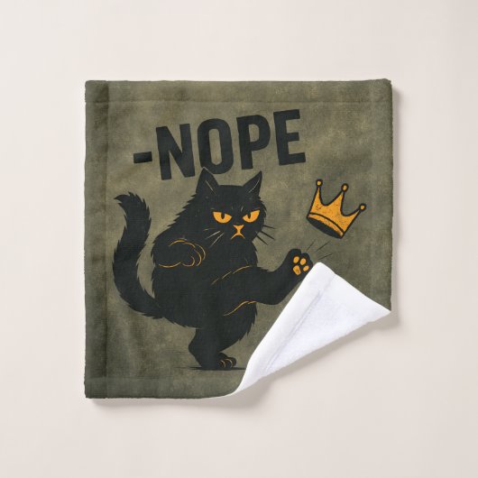 No Kings In America黒猫キックおもしろいクラウン ウォッシュタオル (ウォッシュタオル)