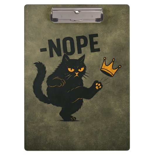 No Kings In America黒猫キックおもしろいクラウン クリップボード (正面)