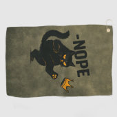 No Kings In America黒猫キックおもしろいクラウン ゴルフタオル (横)