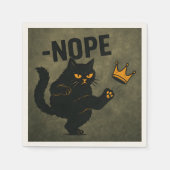 No Kings In America黒猫キックおもしろいクラウン スタンダードカクテルナプキン (正面)