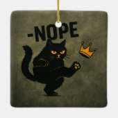 No Kings In America黒猫キックおもしろいクラウン セラミックオーナメント (裏面)