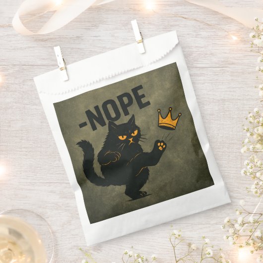 No Kings In America黒猫キックおもしろいクラウン フェイバーバッグ (クリップ留めされた状態)