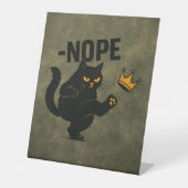 No Kings In America黒猫キックおもしろいクラウン 台座サイン (正面)