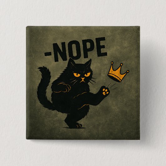 No Kings In America黒猫キックおもしろいクラウン 缶バッジ (正面)