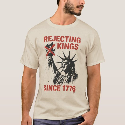No Kings in America、アメリカに王様はいらないデー 抗議 Tシャツ (正面)