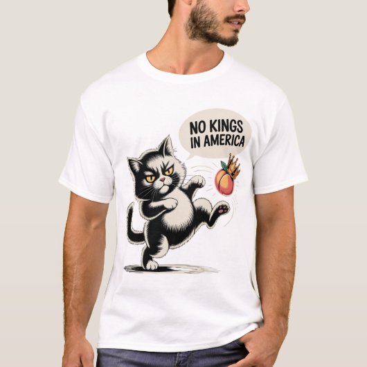 No Kings in America 怒 Cat Kick Tシャツ (正面)