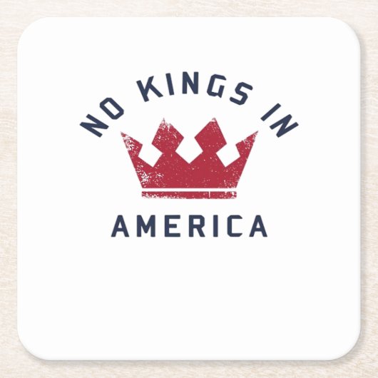 No Kings In America Anti Fascism USA Classic スクエアペーパーコースター (正面)