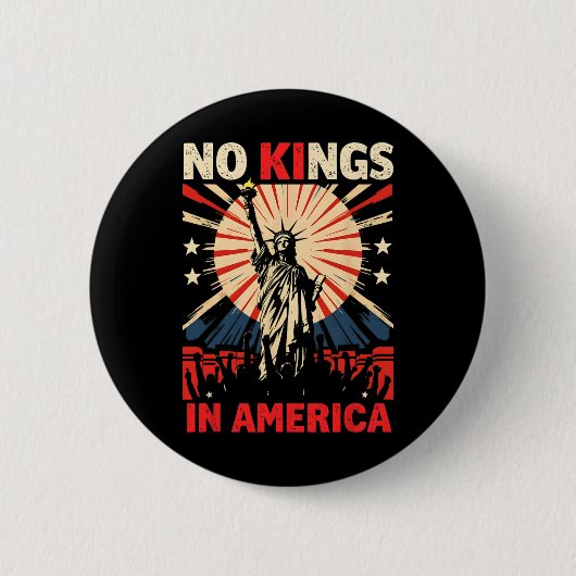 No Kings In America Anti Trump 3  缶バッジ (正面)
