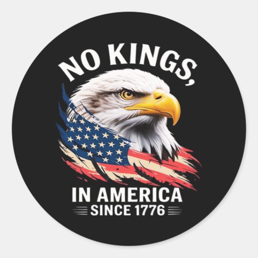 No Kings In America Classic Retro Graphic Design ラウンドシール (正面)