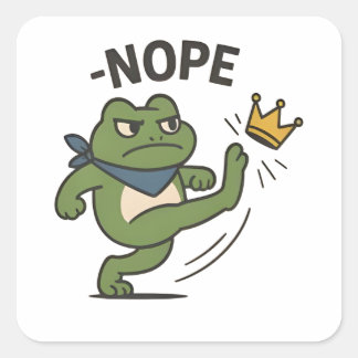 No Kings in America Frog No Kings Democracy スクエアシール