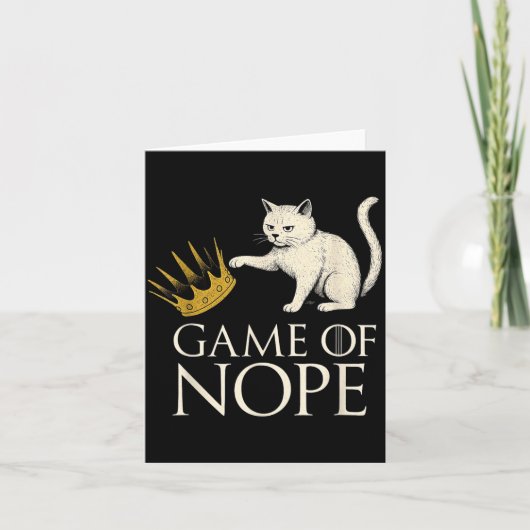 No Kings In America Funny Black Cat Kicking Crown  カード (正面)