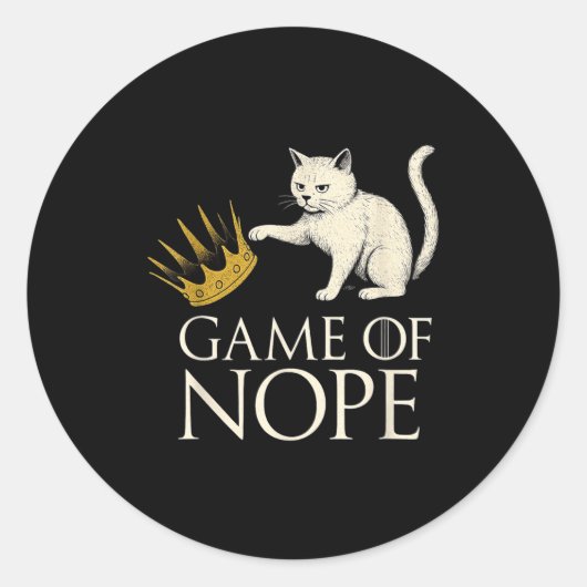 No Kings In America Funny Black Cat Kicking Crown  ラウンドシール (正面)