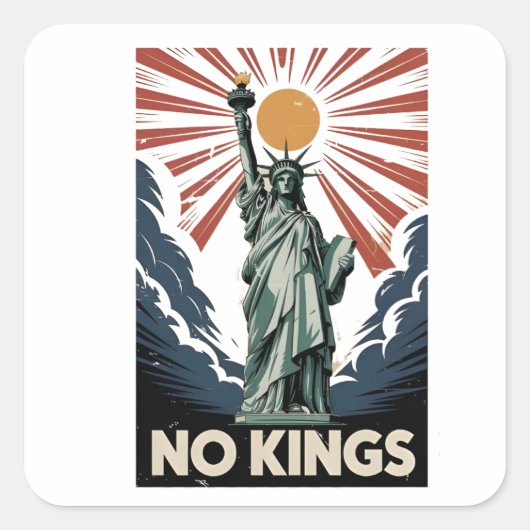 No Kings In America Liberity Status USA Democrats スクエアシール (正面)