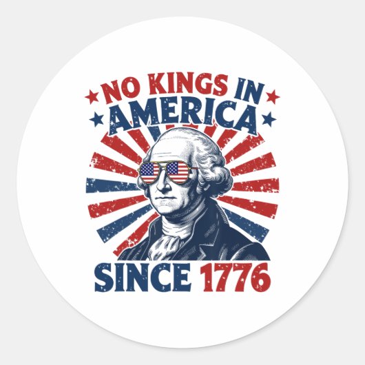 No Kings In America Since 1776 Distressed Flag Usa ラウンドシール (正面)