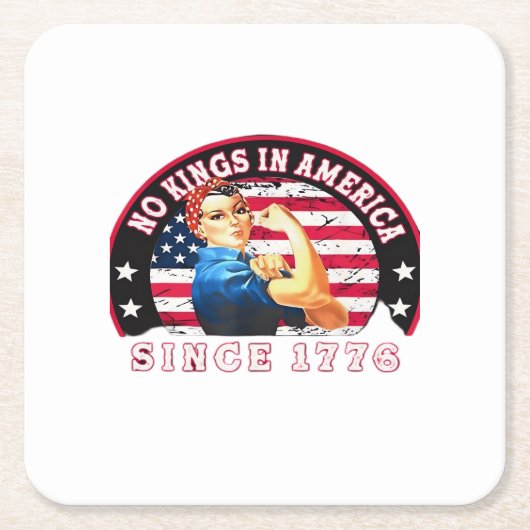No Kings In America Since 1776 USA Flag Save  Esse スクエアペーパーコースター (正面)