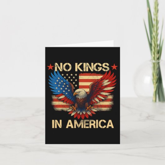 No Kings In America Usa Flag Democracy Eagle Patri カード (正面)