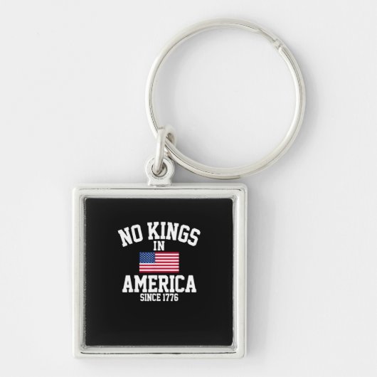 No Kings In America USA Flag Retro Cool Style キーホルダー (正面)