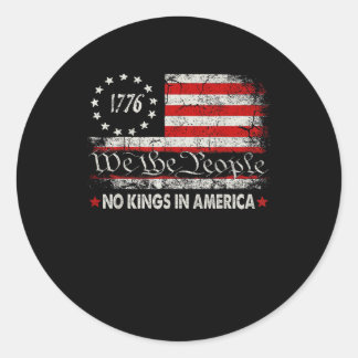 No Kings In America We The People Retro Cool ラウンドシール