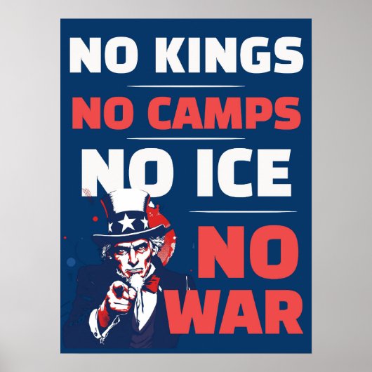 No Kings No ICE No Camps No War Poster  ポスター (正面)