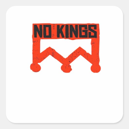 No Kings Protest Graphic Grunge Crown American Cl スクエアシール (正面)