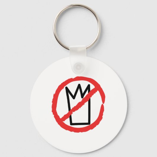 No kings protest logo, no crown red stop sign キーホルダー (正面)