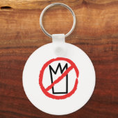 No kings protest logo, no crown red stop sign キーホルダー (正面)