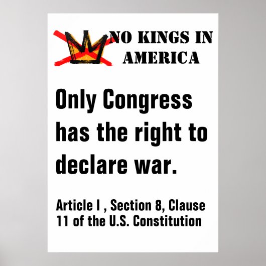 No Kings Protest poster - Right to Declare War ポスター (正面)