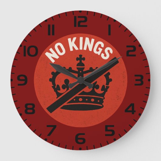 No Kings Protest Symbol ラージ壁時計 (正面)