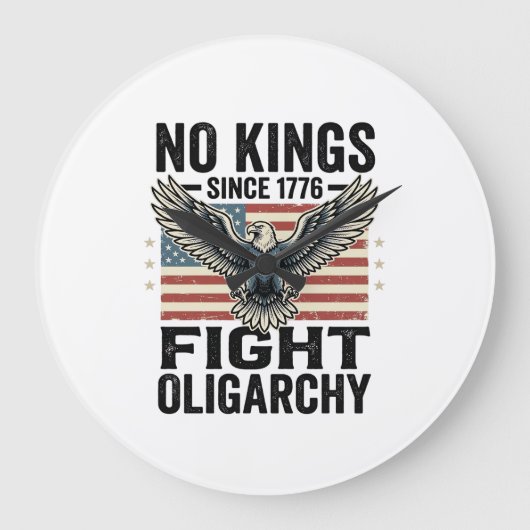 No Kings Since 1776 Patriotic Eagle Vintage Shirt  ラージ壁時計 (正面)