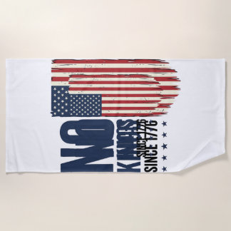 No Kings Since 1776 Patriotic Flag Shirt Design_1 ビーチタオル